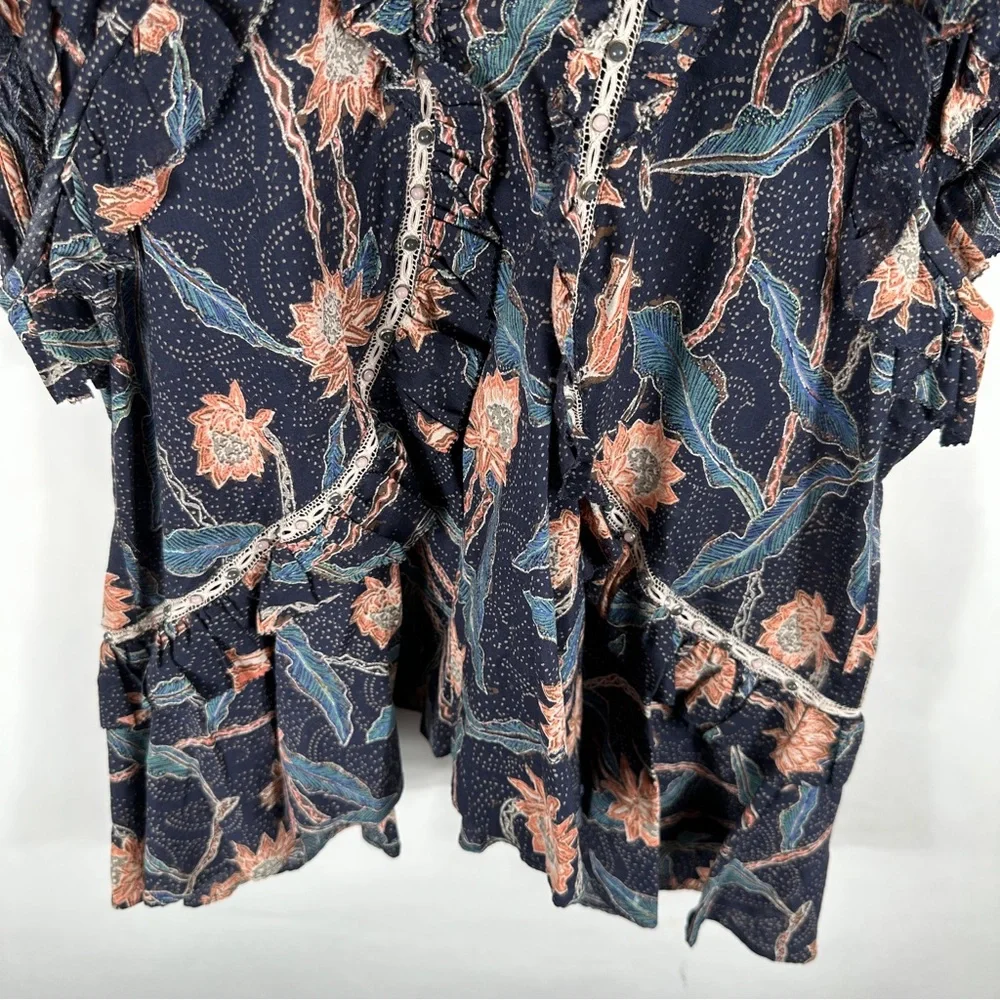 Isabel Marant Floral Ruffle Sleeve Top | Size 38 | US Size 6 - Picture 5 of 12